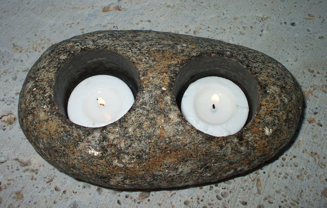 River Rock Candle Large Double over 6 Etsy