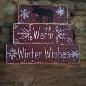 Christmas Decor, Wooden Blocks, Holiday Decoration, Christmas Wooden Blocks, Rustic Decor, Looks Great on Fireplace Mantle, Shelf Sitter