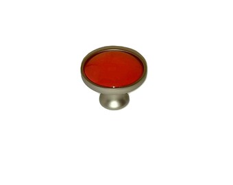 Round Glass Knob - Apple Red