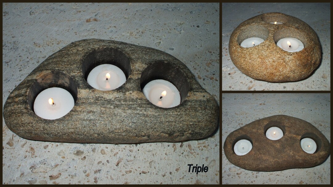 River Rock Candle Triple size & Shape Varies Etsy