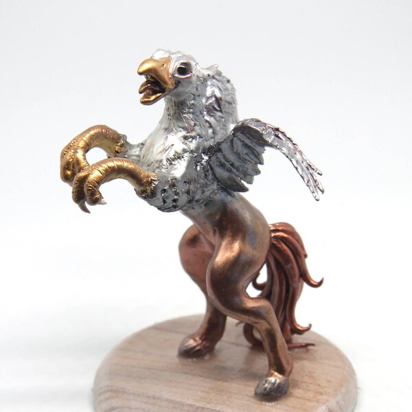 Figurine hippogriffe griffon argent et bronze