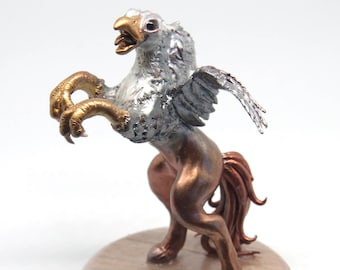 Silver and bronze hippogriff griffin figurine