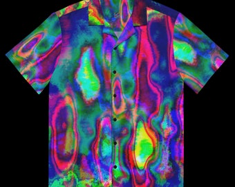 Planet Slick : Chemise unisexe boutonnée unisexe Oil Slick Bright Edition