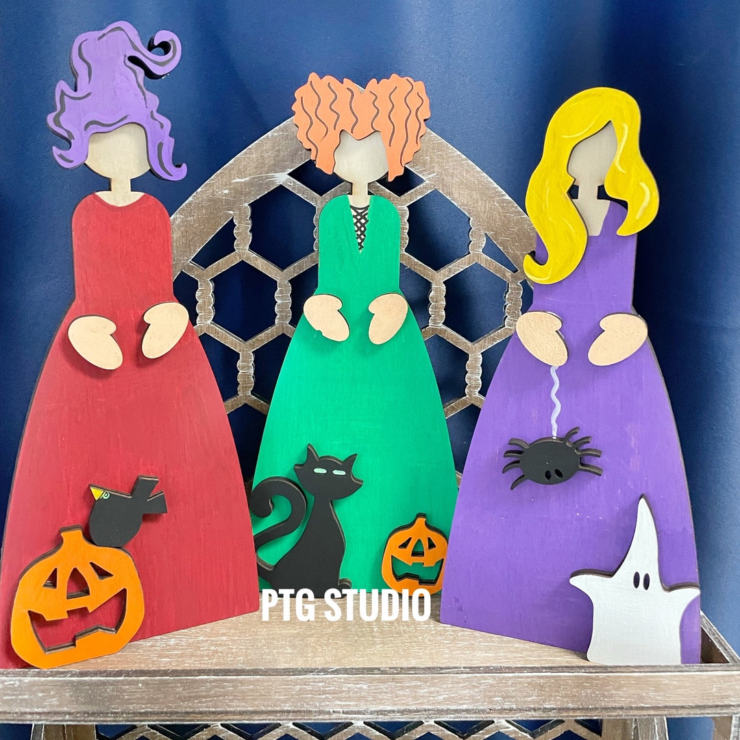 3 Witches Sanderson Sisters Wood Home Decor Free Shipping Shelf Sitters