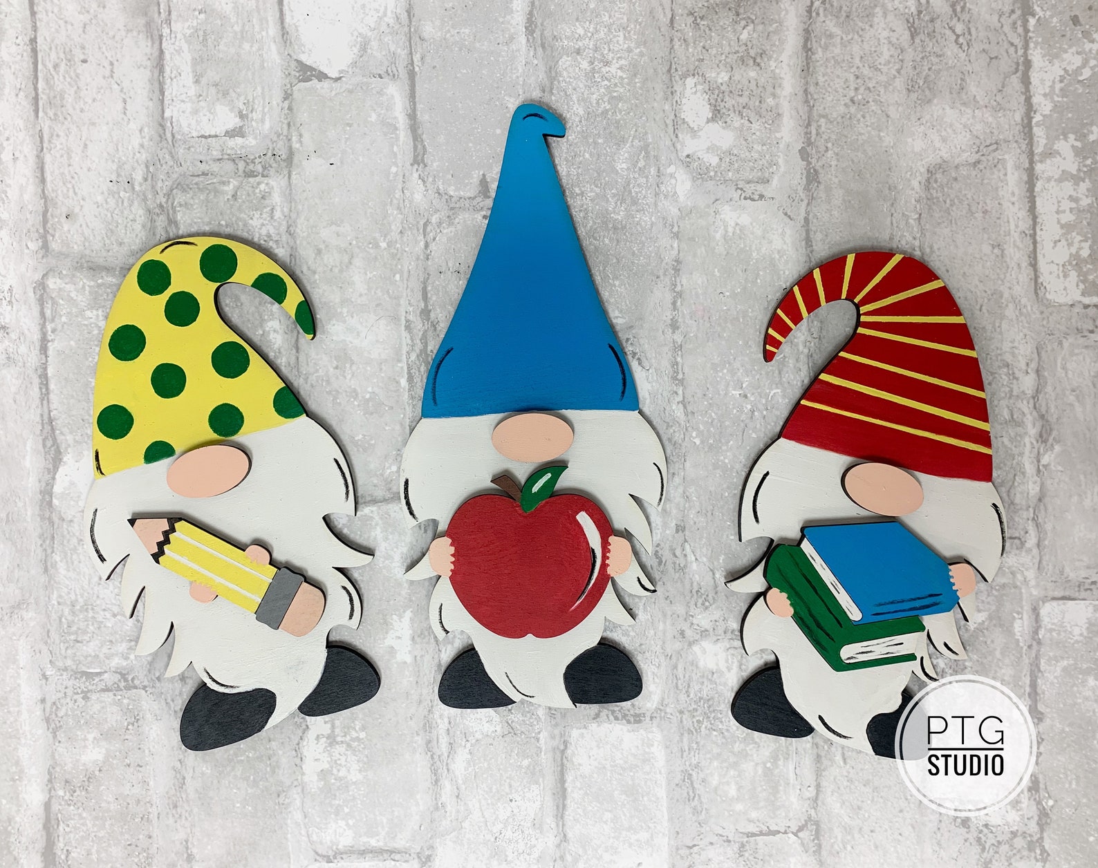 Teacher Gnomes Laser Cut Gnome Trio Set Teacher Desk Decor Etsy