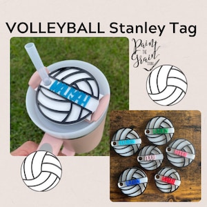 Stanley volleyball topper- FREE shipping-custom name, custom colors, Stanley accessory, volleyball name tag, volleyball tags 20/30/40/64 oz