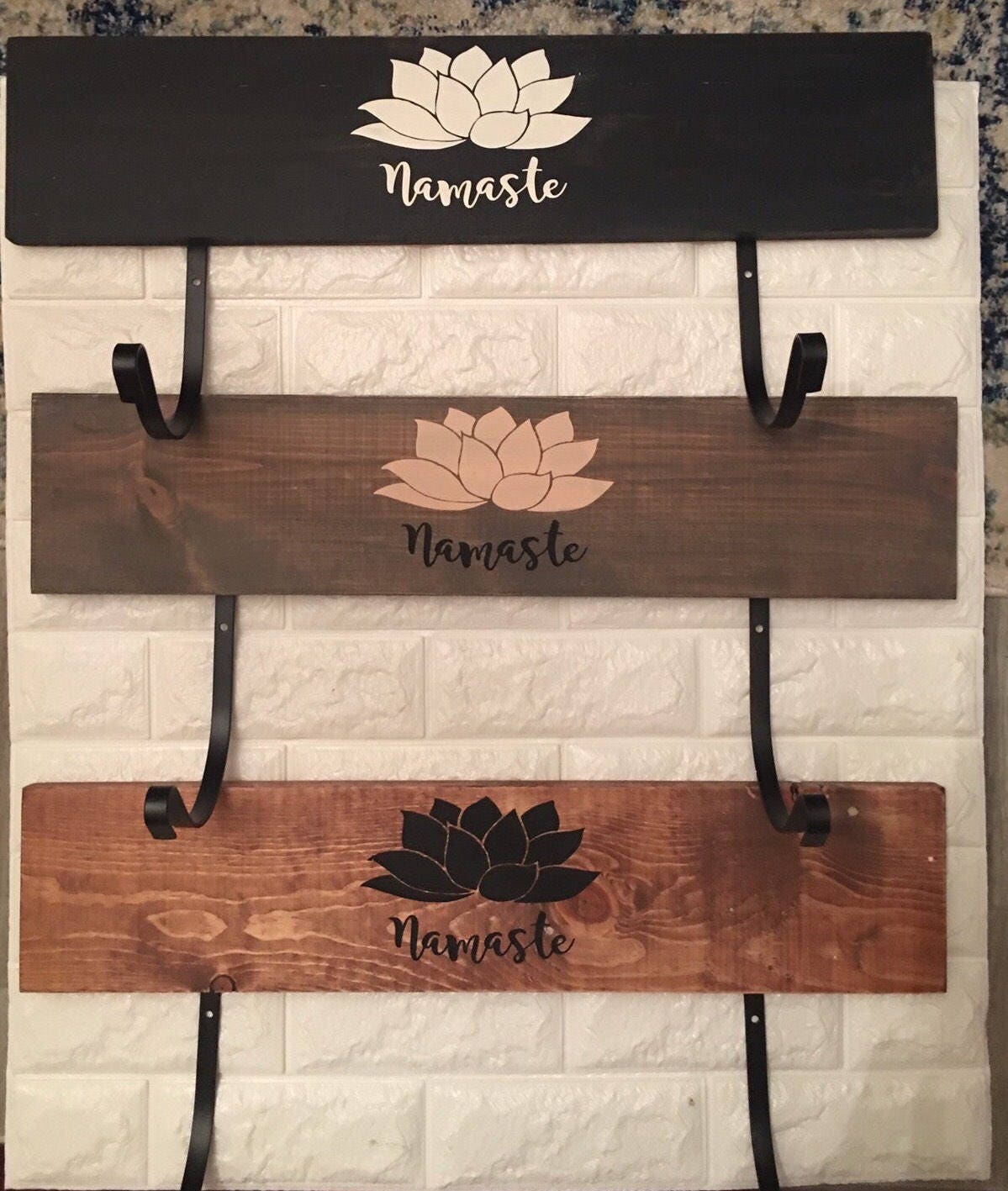 Yoga mat holder wall mounted yoga gift yoga decor Namaste Etsy