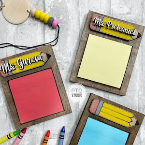 Teacher Gift End of year Teacher Gift Christmas Gift Gift from Student Sticky Note Holder Teacher Gift Post-it Note Holder Personalized