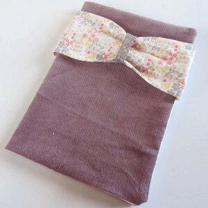 Personalized health book, protects health gift baby bow, purple, grey lace, flowers