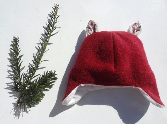 Baby Hat Child Newborn Chapka Winter Hat Ears Bear Fleece Comforter Burgundy White Etsy