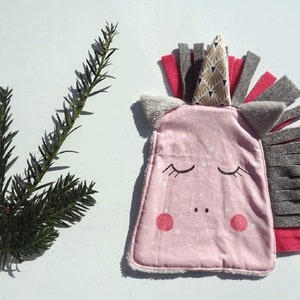 Unicorn soft toy, grey, pink, unique original birth gift personalized first name