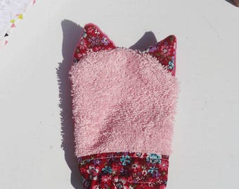 Washcloth, baby washcloth, child washcloth, bath mitt, pink flowers