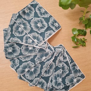 9 Washable wipes, makeup remover square, face wipe, makeup remover cotton, baby care, bamboo, cotton, flowers, green, vahiné