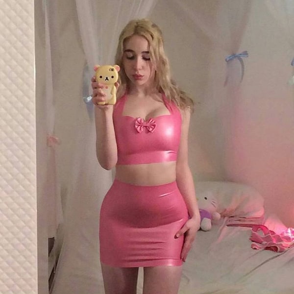 Latex Rubber Two Piece Set | Miniskirt and Crop Top | Fetish Dress | Erotic Clothing | Y2k | 90s| Aesthetic | Egirl | BDSM-Gear For Women