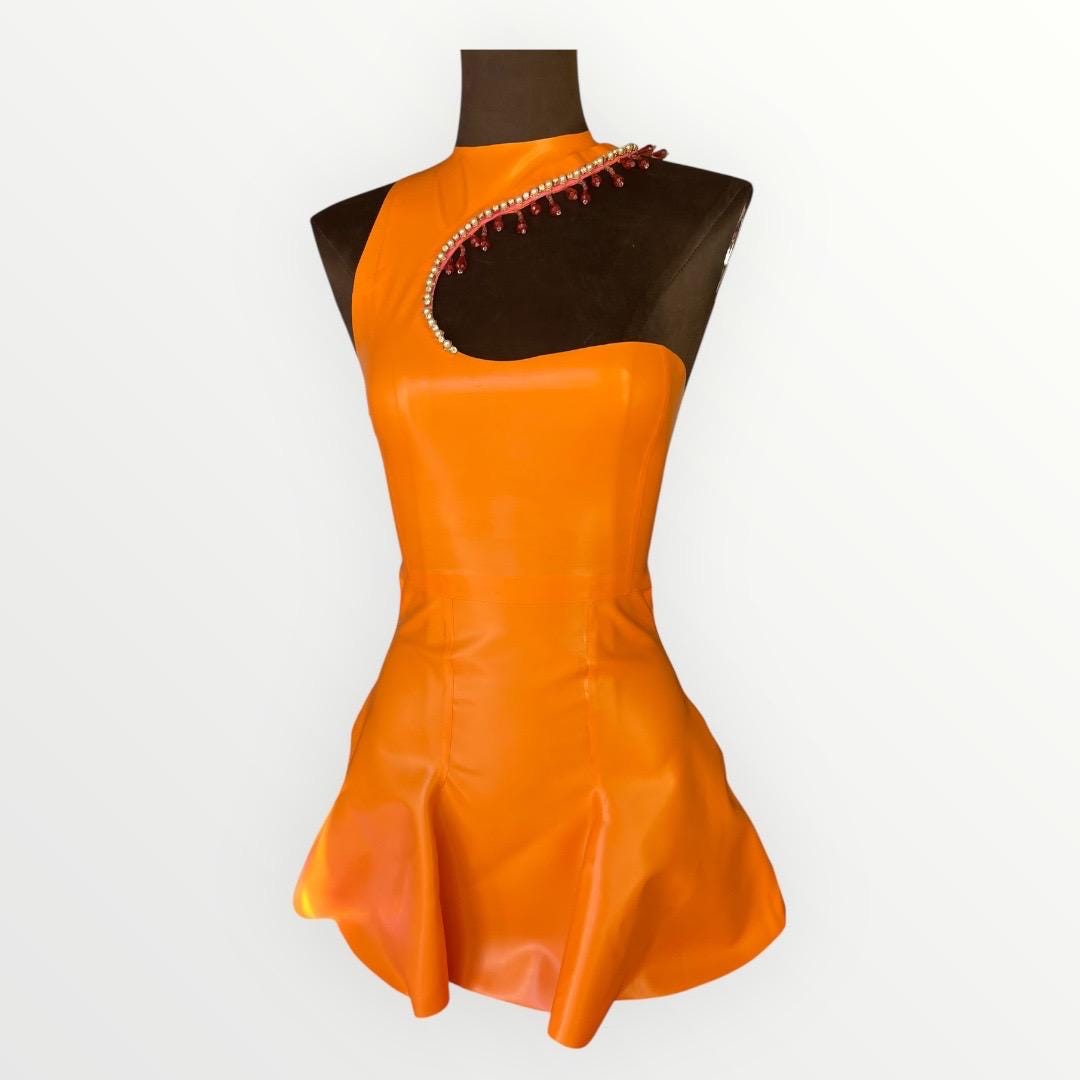 Orange Latex Dress - Etsy UK