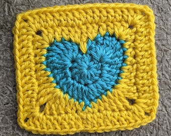 かぎ針編みのグラニースクエアハートのチュートリアル、ハートモチーフ