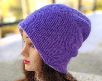 Patrón de gorro de punto reversible de dos colores de doble capa