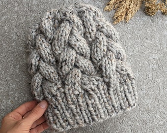 Chunky Cable Beanie Knitting Pattern