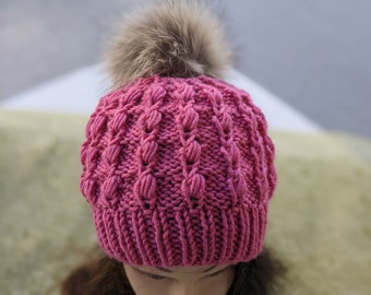 Fiore Knit Hat Pattern (Puff Stitch)
