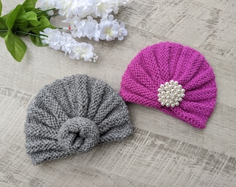 Baby Strick Turban Mütze Muster