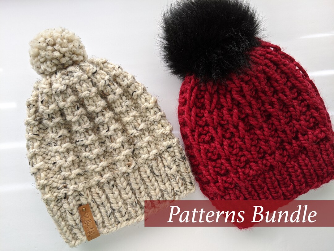 Hat Knitting Patterns Bundle: Bumpy Road & Chain Link (PDF Pattern) - Etsy
