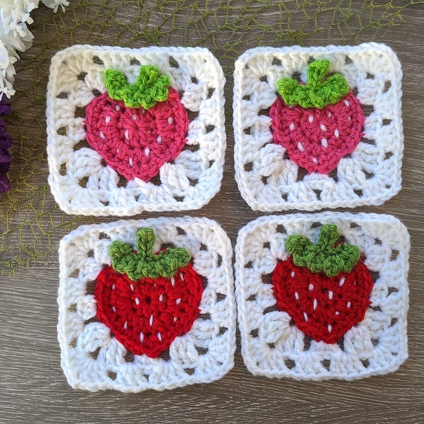 Crochet Strawberry Granny Square Pattern