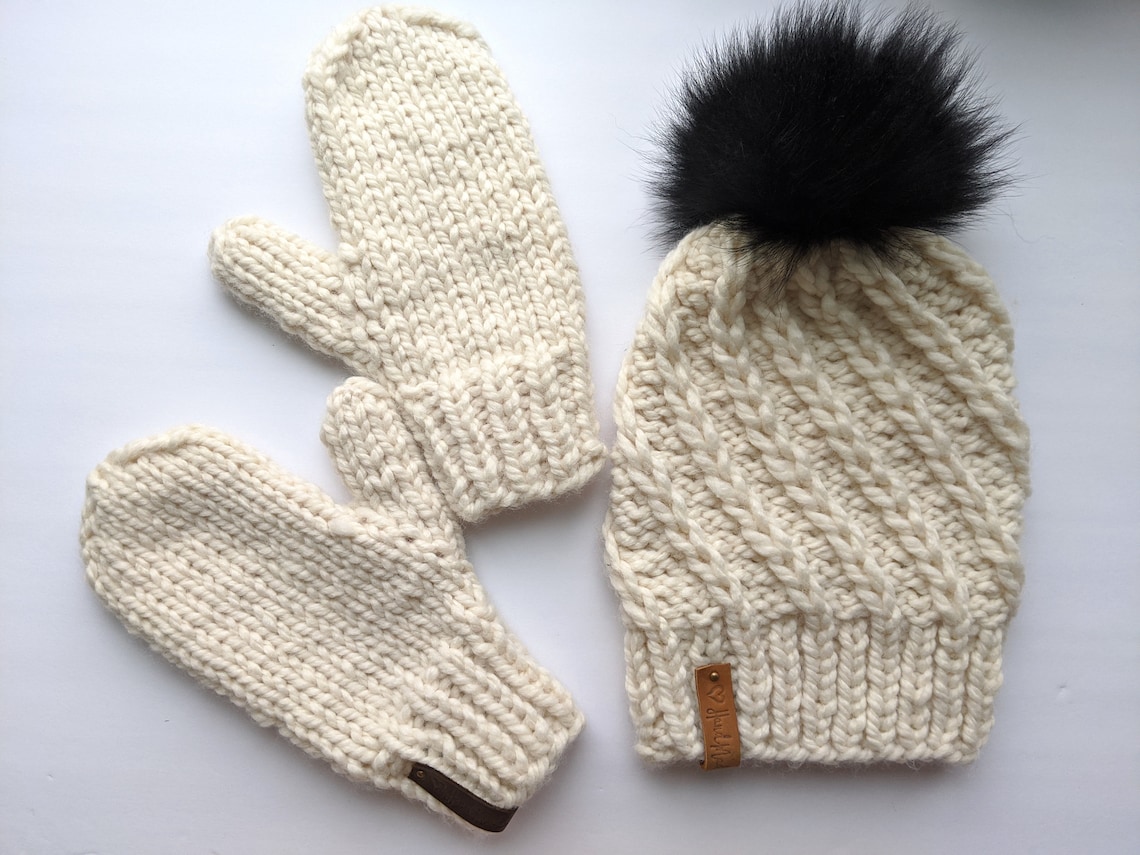 Mittens Pattern Family Set Bulky Knit Mittens for Kids Etsy