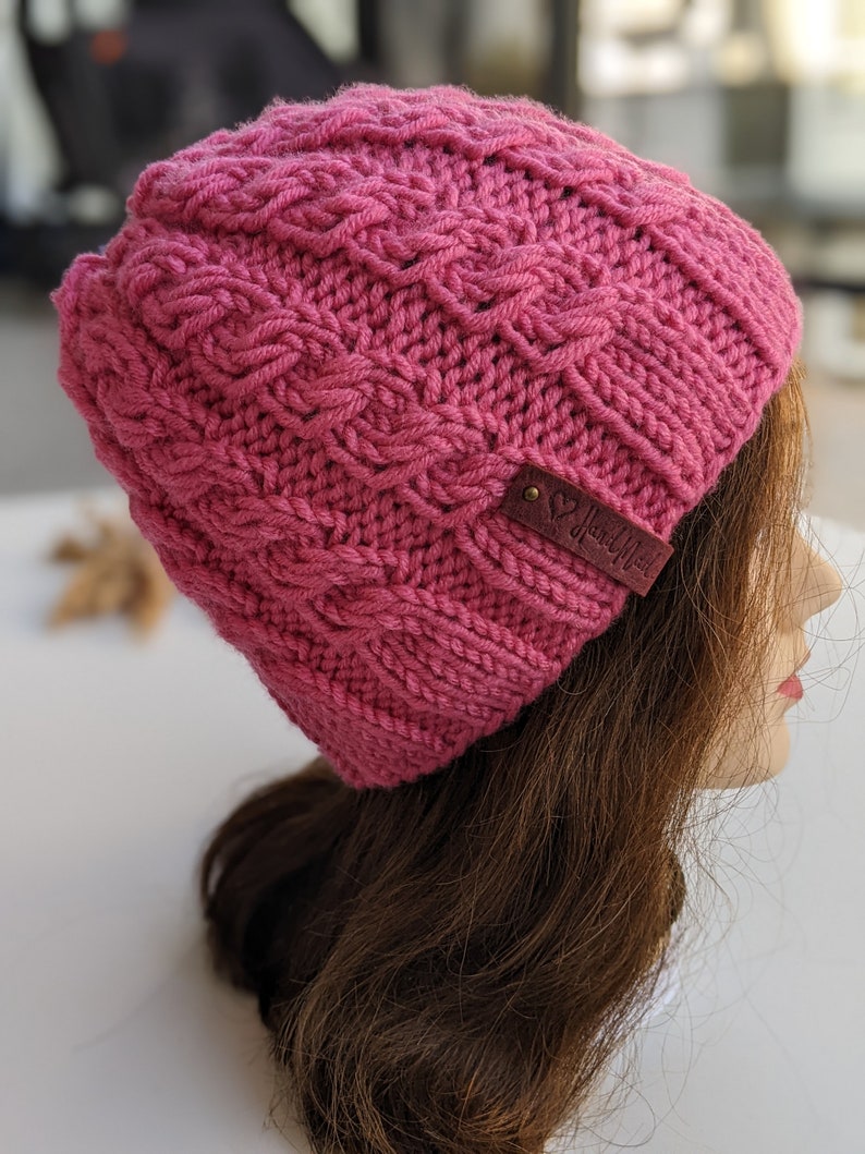 Flat Knit Cable Hat Pattern image 7