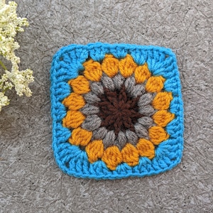 Modèle carré de grand-mère Sunburst au crochet