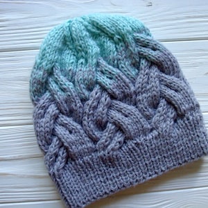 Gradient Two-Colors Knit Hat Pattern || Knitting Pattern || Hat Knitting Pattern || Winter Knit Hat || Adult Knit Hat