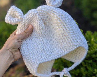 Teddy Bear Baby Knit Hat Pattern: Aran Wool (PDF Pattern)