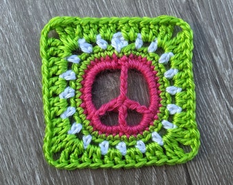 Crochet Peace Sign Granny Square Pattern