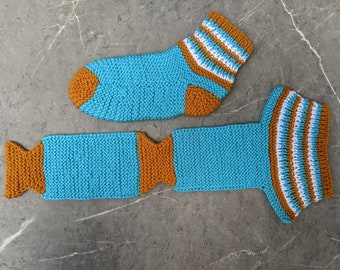 Flat Knit Two-Needles Slipper Socks Pattern