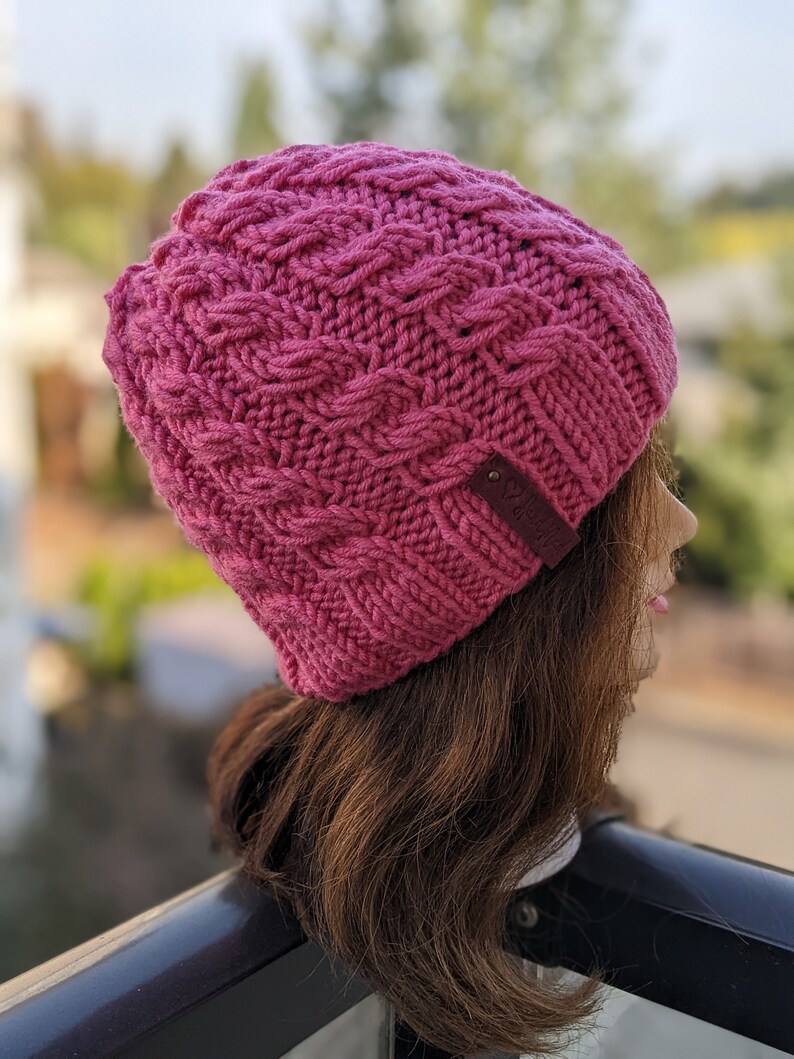 Flat Knit Cable Hat Pattern image 10