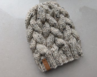 Knitting Pattern || Super Bulky Oatmeal Hat Pattern || Hat Knitting Pattern || Cable Hat Knit Pattern || Super Chunky Hat Pattern