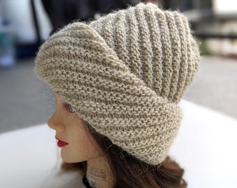 Flat Knit Diagonal Hat Pattern