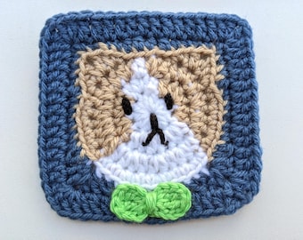 Crochet Cat (Kitty) Face Granny Square Pattern