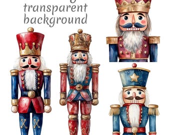18 Weihnachten Nussknacker Aquarell Clipart PNG. Digitaler Download von Junk Journals, transparenter Hintergrund, Scrapbooking, Kartenherstellung