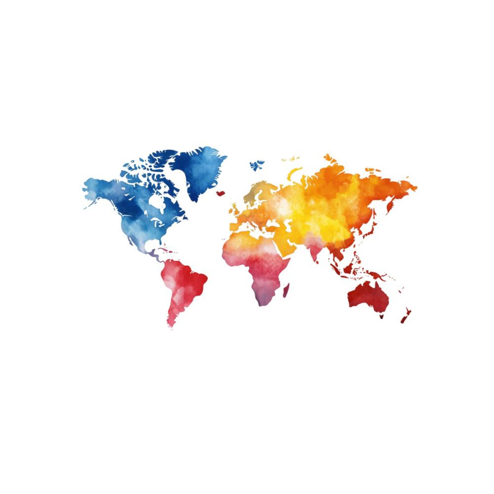 13 Colorful World Map Watercolor Clipart JPG, Digital Download, Junk ...