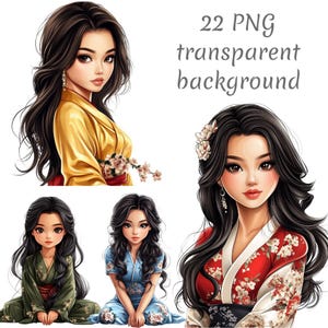 22 Asian girl Clipart PNG Digital Download, Junk Journals, Transparent Background, High Quality, Paper Craft, Card Making