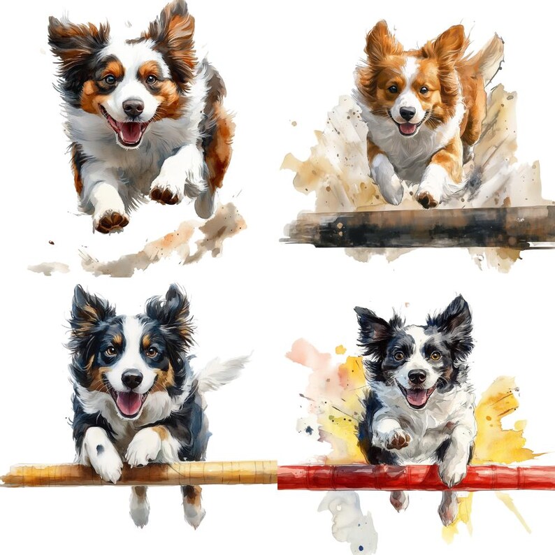 21 Dog Agility Watercolor Clipart PNG. Digital Download, Junk Journals ...