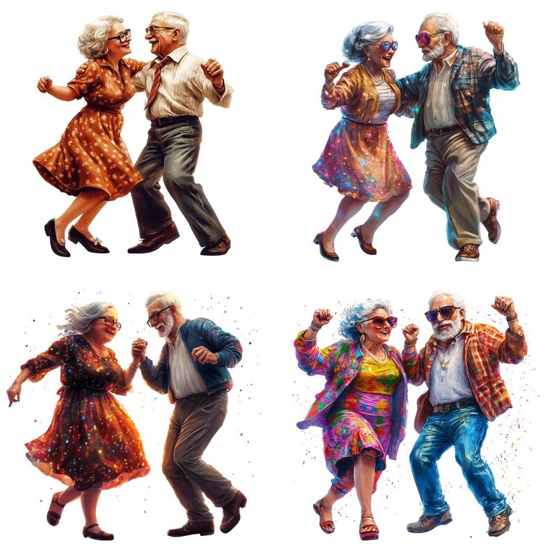 20 Funny Old People Dancing Clipart PNG, Digital Download, Junk ...