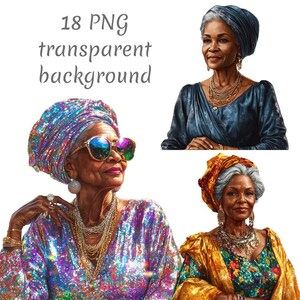 18 Afrykańska Kobieta Clipart PNG, Pobieranie Cyfrowe, Dzienniki Śmieciowe, Przezroczyste Tło, Wysoka Jakość, Rękodzieło Papierowe, Tworzenie Kartek