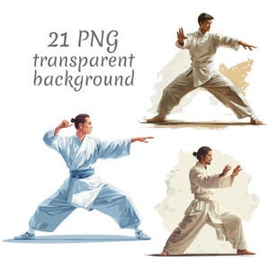 21 Tai Chi Man Watercolor Clipart PNG, Digital Download, Junk Journals, Transparent Background, High Quality, Paper Craft, Card Making