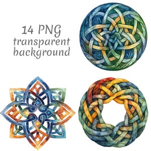 14 Celtic knot Watercolor Clipart PNG, Digital Download, Junk Journals, Transparent Background High Quality Paper Craft