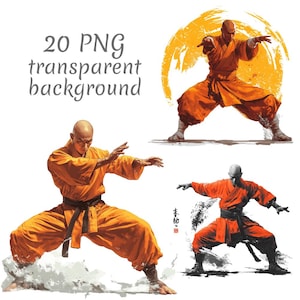 20 Shaolin monk Clipart PNG, Digital Download, junk journals, transparent background, high quality, scrapbooking, Card Making