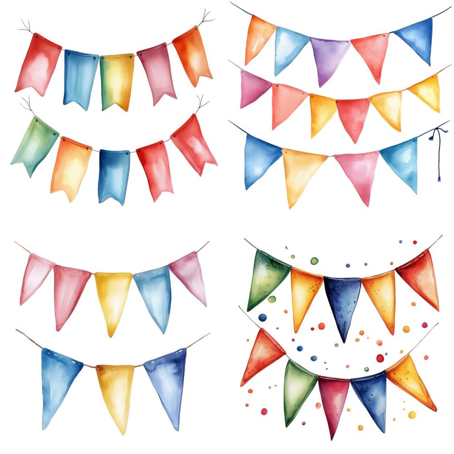 18-party-bunting-watercolor-clipart-png-digital-download-junk