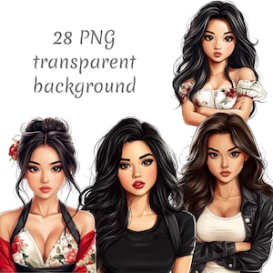 28 Asian girl Clipart PNG Digital Download, Junk Journals, Transparent Background, High Quality, Paper Craft, Card Making