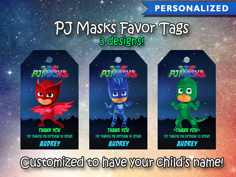 PJ Masks Thank You Tags PJ Masks Favor Tags PJ Masks | Etsy