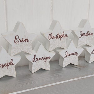 Small 2 inch painted wooden star, love, joy, peace, hope, believe, grace, faith, trust, Birch plywood painted star decorations image 5